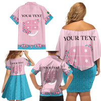 Personalized Italy Liguria Family Matching Off Shoulder Short Dress and Hawaiian Shirt Carnation Flowers Of The Riviera
