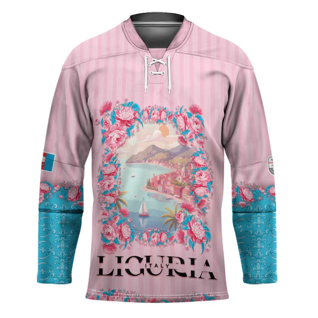 Personalized Italy Liguria Hockey Jersey Carnation Flowers Of The Riviera