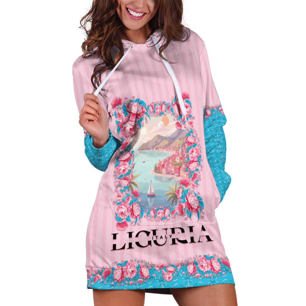 Personalized Italy Liguria Hoodie Dress Carnation Flowers Of The Riviera