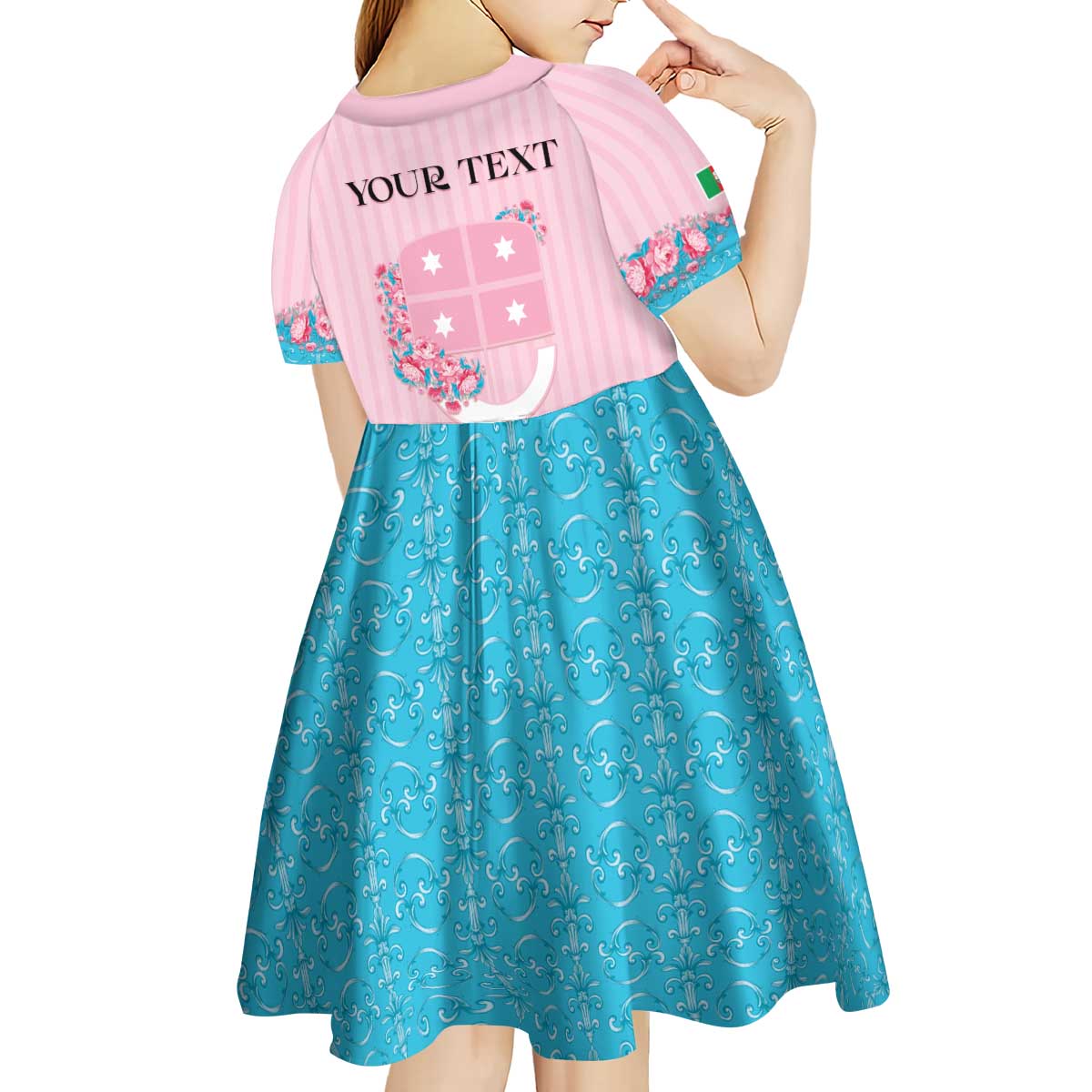Personalized Italy Liguria Kid Short Sleeve Dress Carnation Flowers Of The Riviera