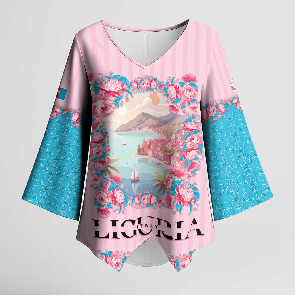Personalized Italy Liguria Kimono Sleeve Blouse Carnation Flowers Of The Riviera