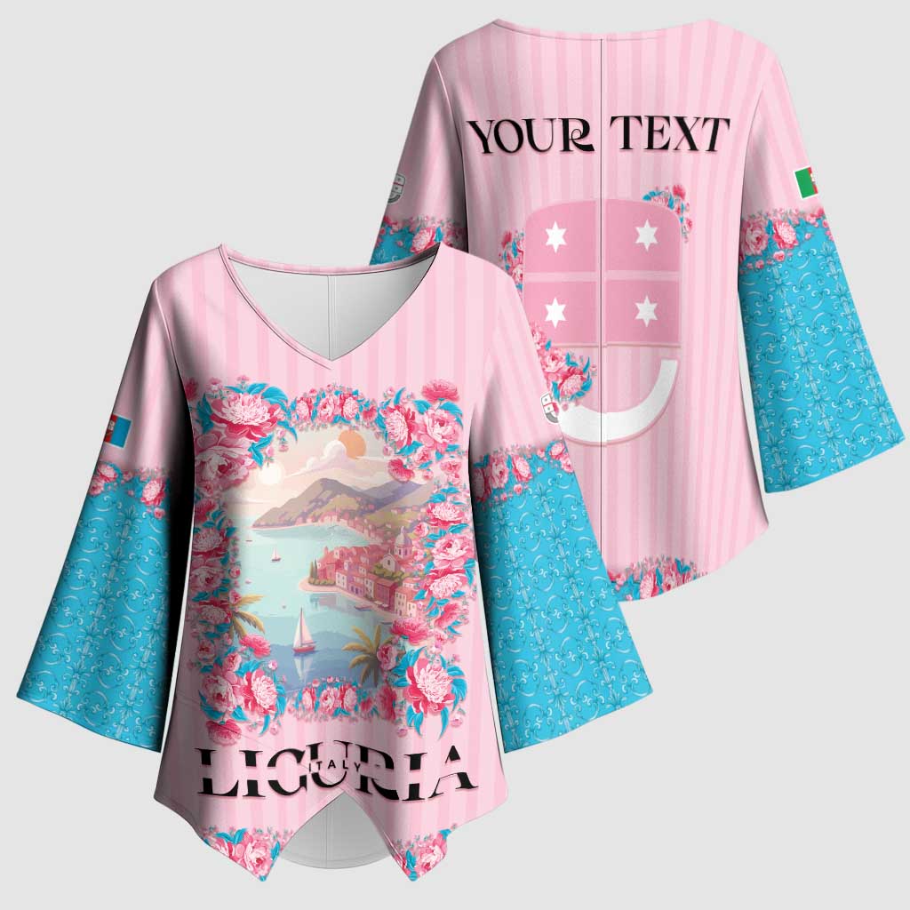 Personalized Italy Liguria Kimono Sleeve Blouse Carnation Flowers Of The Riviera