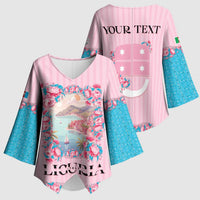Personalized Italy Liguria Kimono Sleeve Blouse Carnation Flowers Of The Riviera