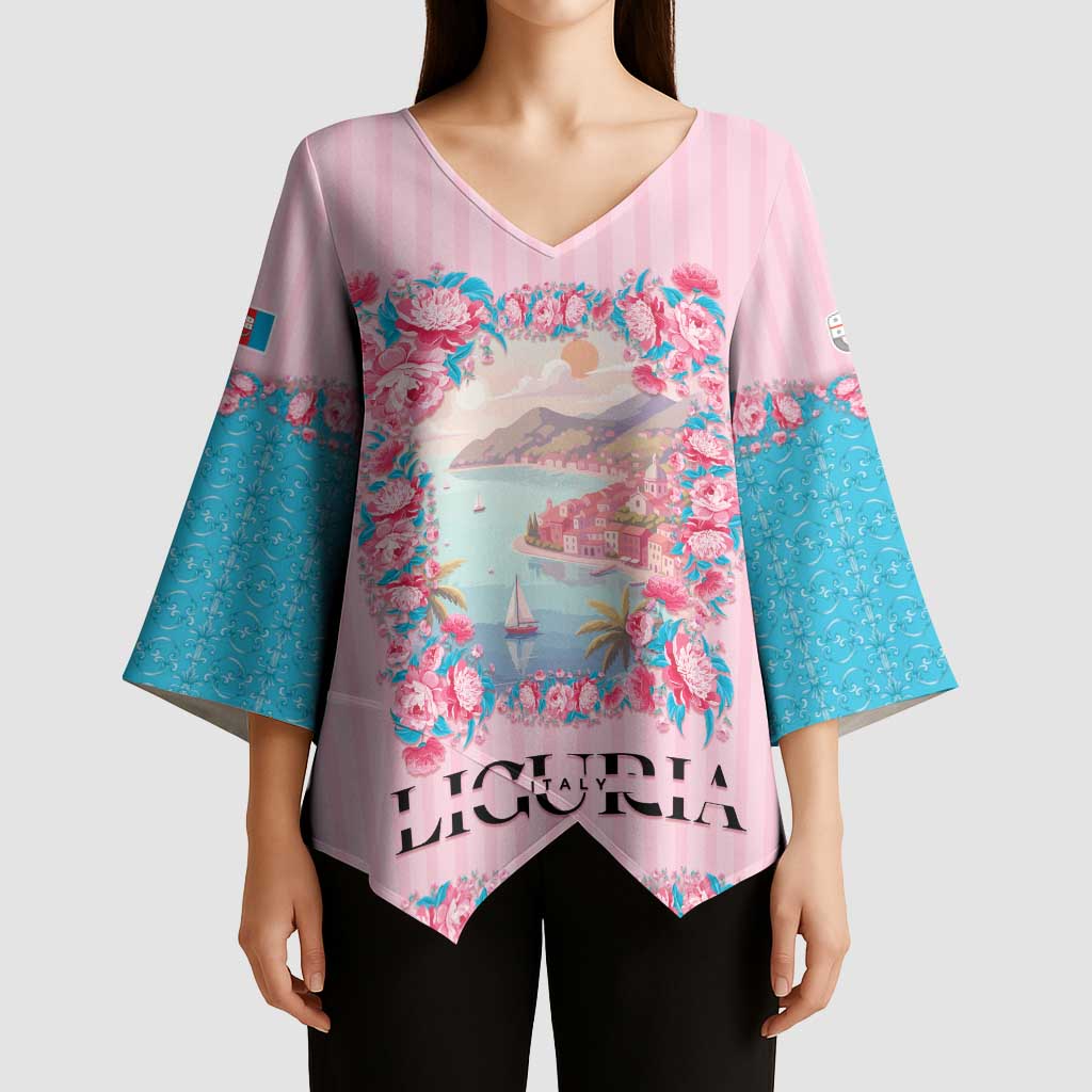 Personalized Italy Liguria Kimono Sleeve Blouse Carnation Flowers Of The Riviera