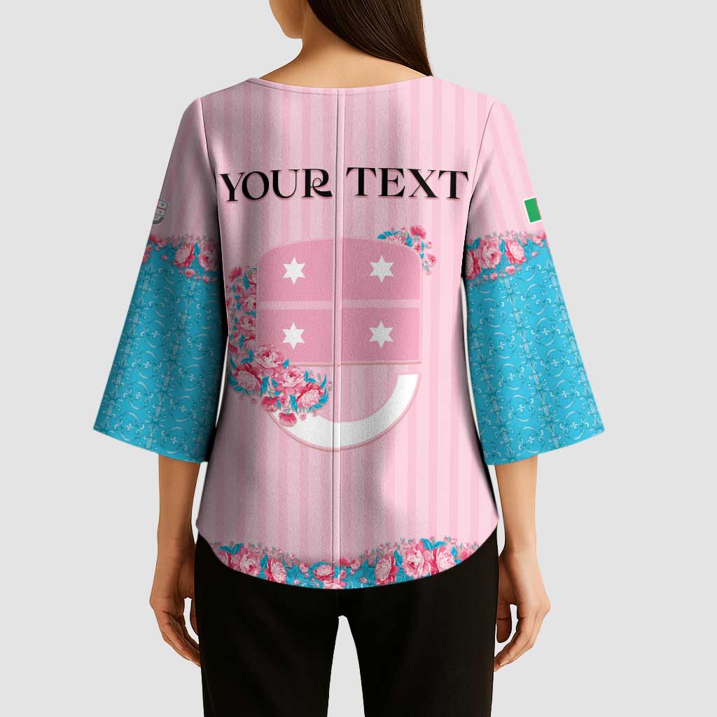 Personalized Italy Liguria Kimono Sleeve Blouse Carnation Flowers Of The Riviera