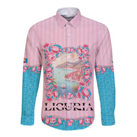 Personalized Italy Liguria Long Sleeve Button Shirt Carnation Flowers Of The Riviera