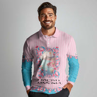 Personalized Italy Liguria Long Sleeve Polo Shirt Carnation Flowers Of The Riviera