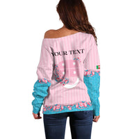 Personalized Italy Liguria Off Shoulder Sweater Carnation Flowers Of The Riviera