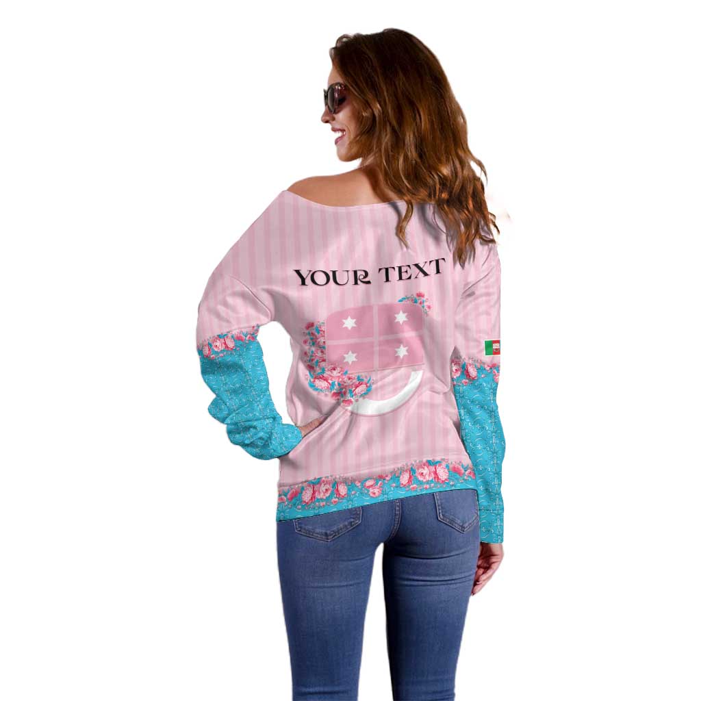 Personalized Italy Liguria Off Shoulder Sweater Carnation Flowers Of The Riviera
