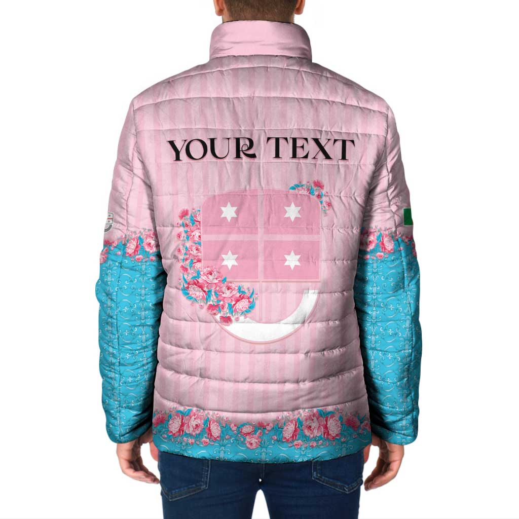 Personalized Italy Liguria Padded Jacket Carnation Flowers Of The Riviera
