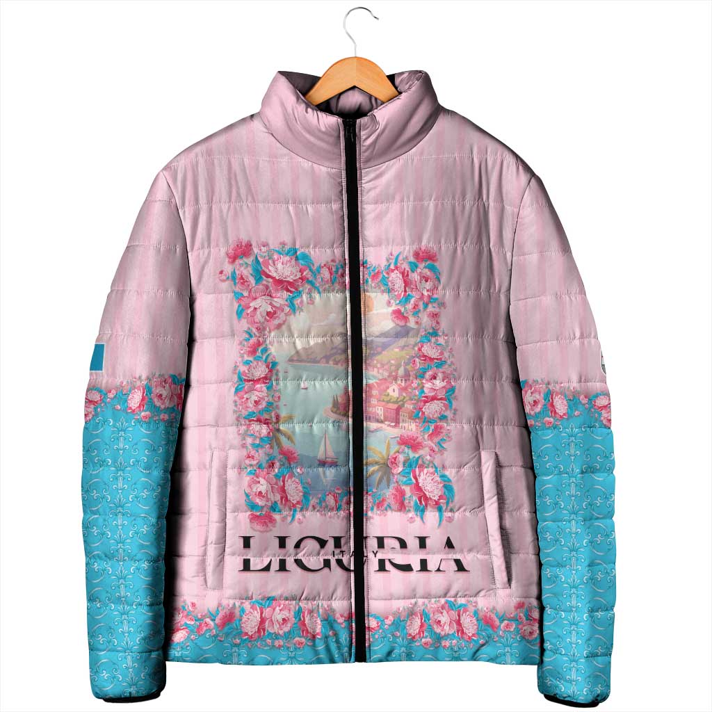Personalized Italy Liguria Padded Jacket Carnation Flowers Of The Riviera