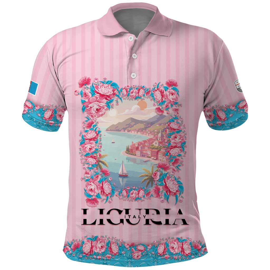 Personalized Italy Liguria Polo Shirt Carnation Flowers Of The Riviera