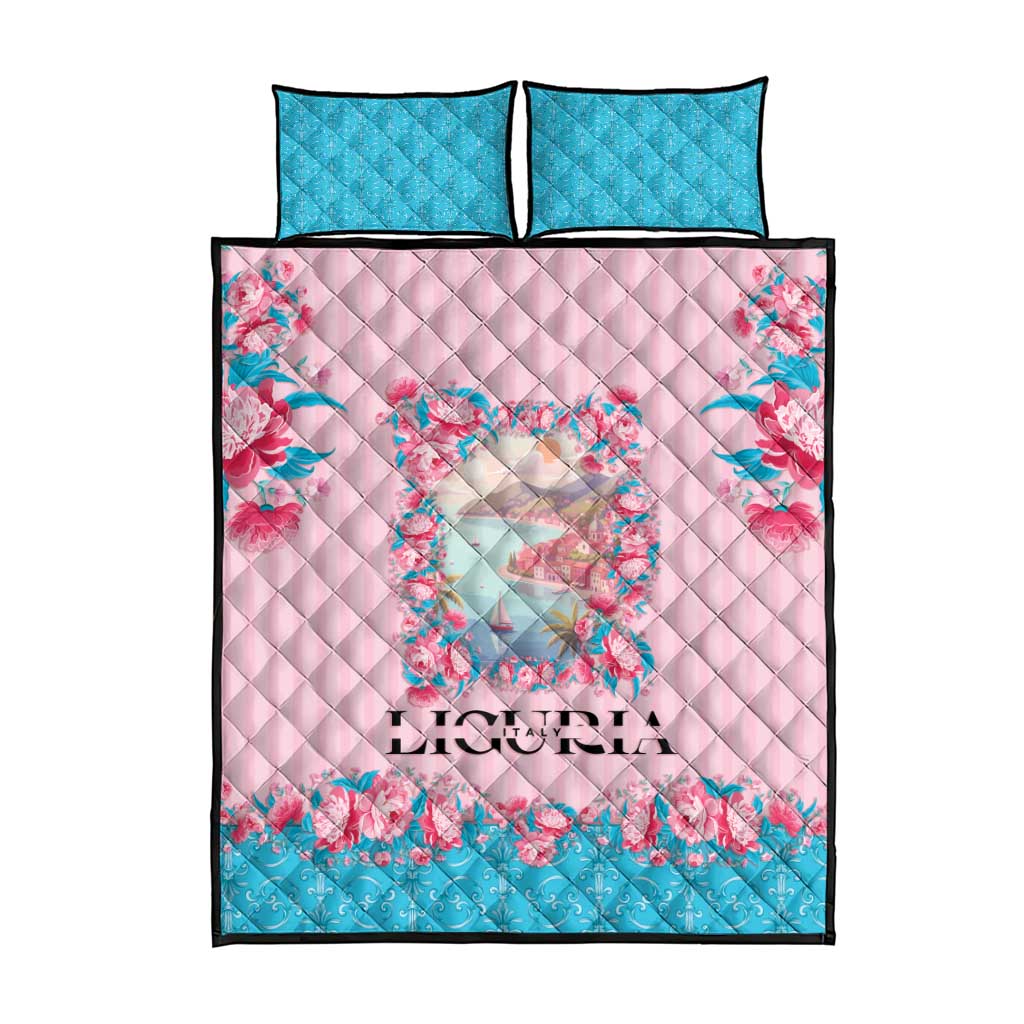 Italy Liguria Quilt Bed Set Carnation Flowers Of The Riviera