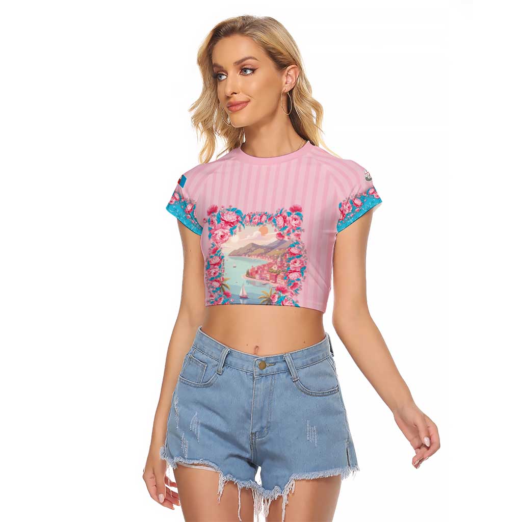 Personalized Italy Liguria Raglan Cropped T Shirt Carnation Flowers Of The Riviera