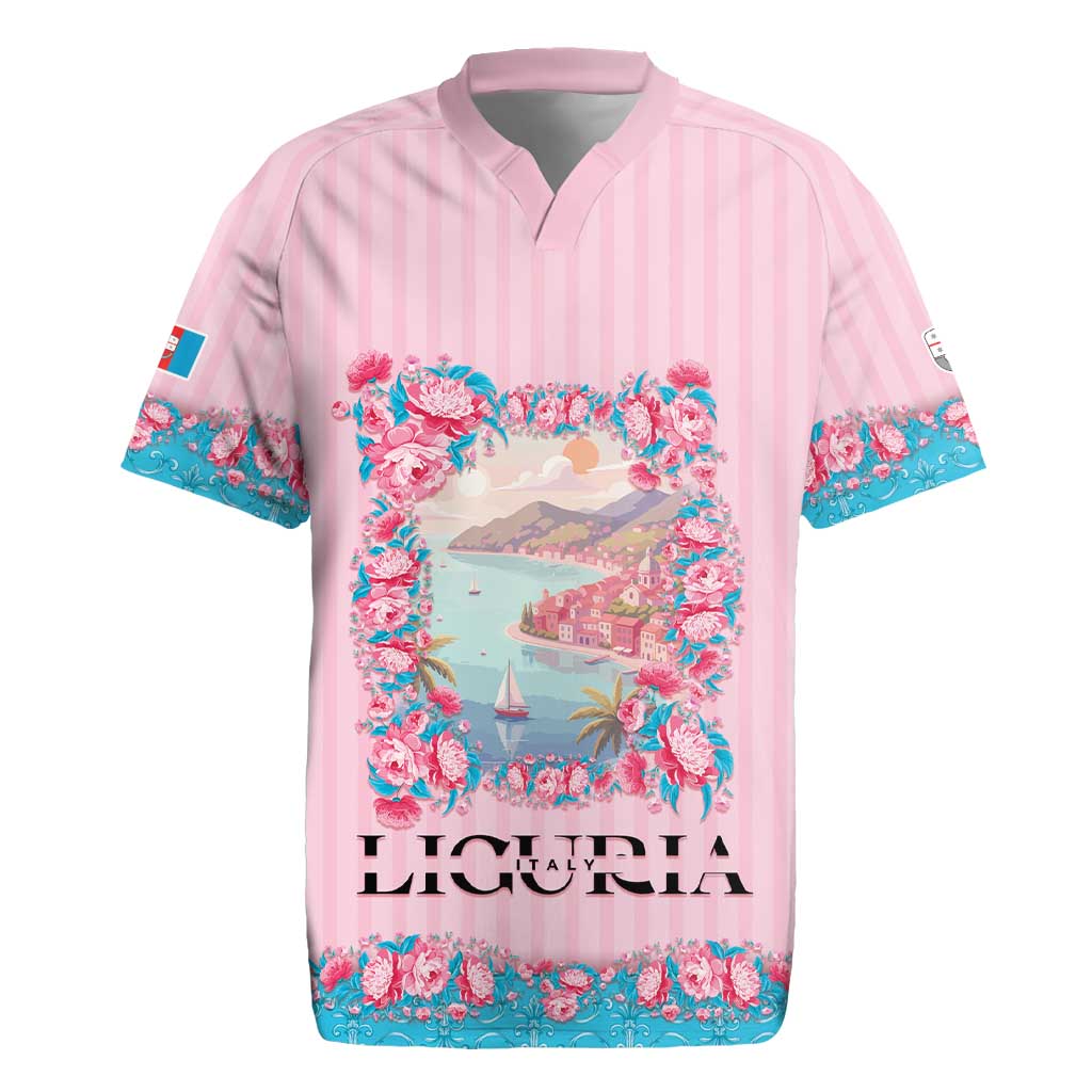 Personalized Italy Liguria Rugby Jersey Carnation Flowers Of The Riviera