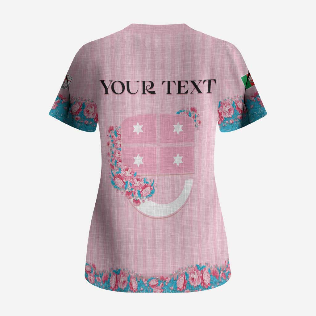 Personalized Italy Liguria Scrub Top Carnation Flowers Of The Riviera