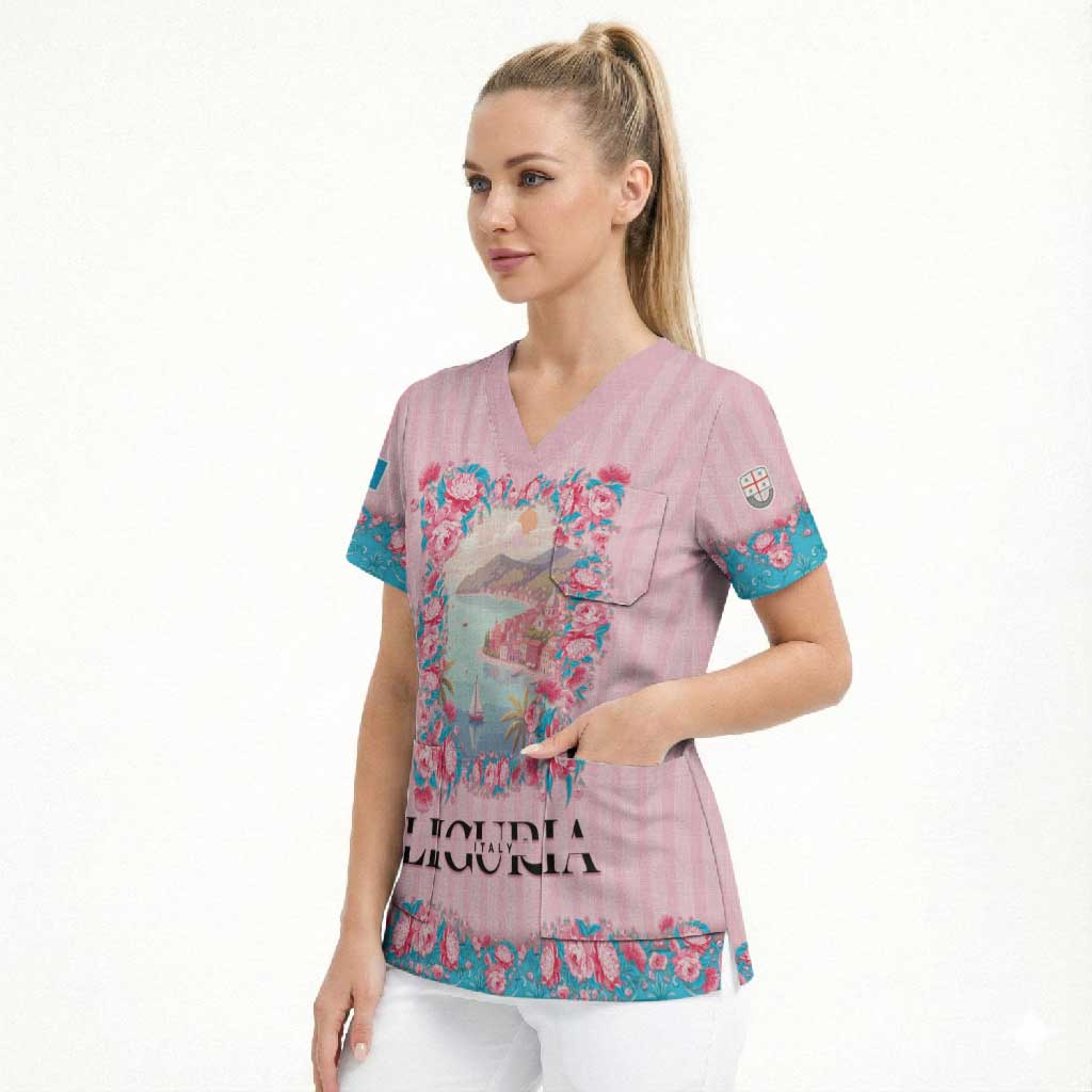 Personalized Italy Liguria Scrub Top Carnation Flowers Of The Riviera