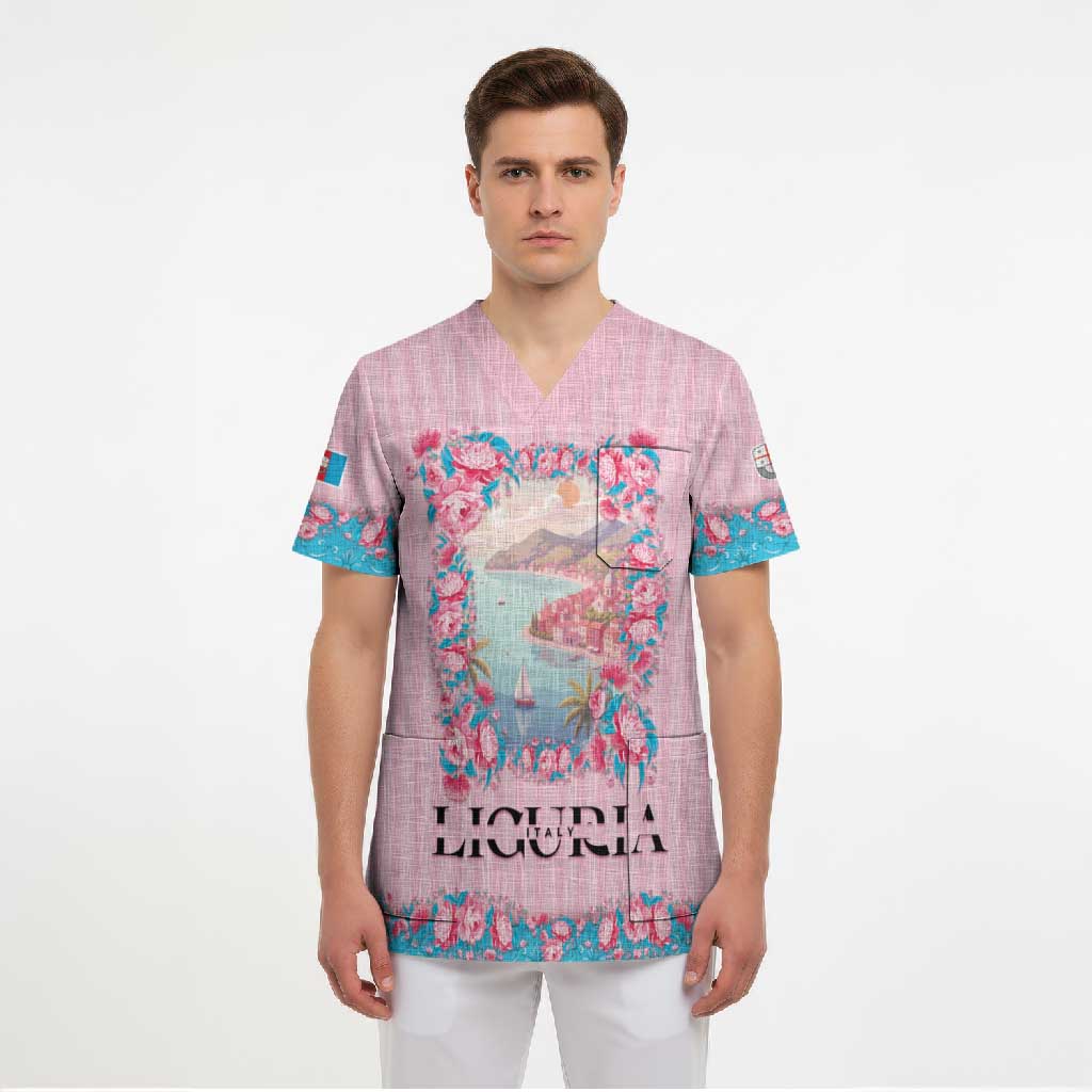Personalized Italy Liguria Scrub Top Carnation Flowers Of The Riviera