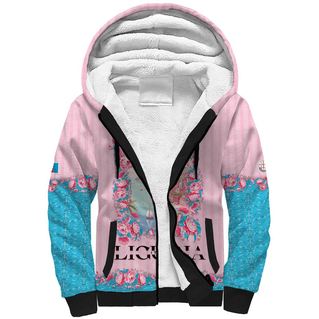 Personalized Italy Liguria Sherpa Hoodie Carnation Flowers Of The Riviera