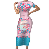 Personalized Italy Liguria Short Sleeve Bodycon Dress Carnation Flowers Of The Riviera