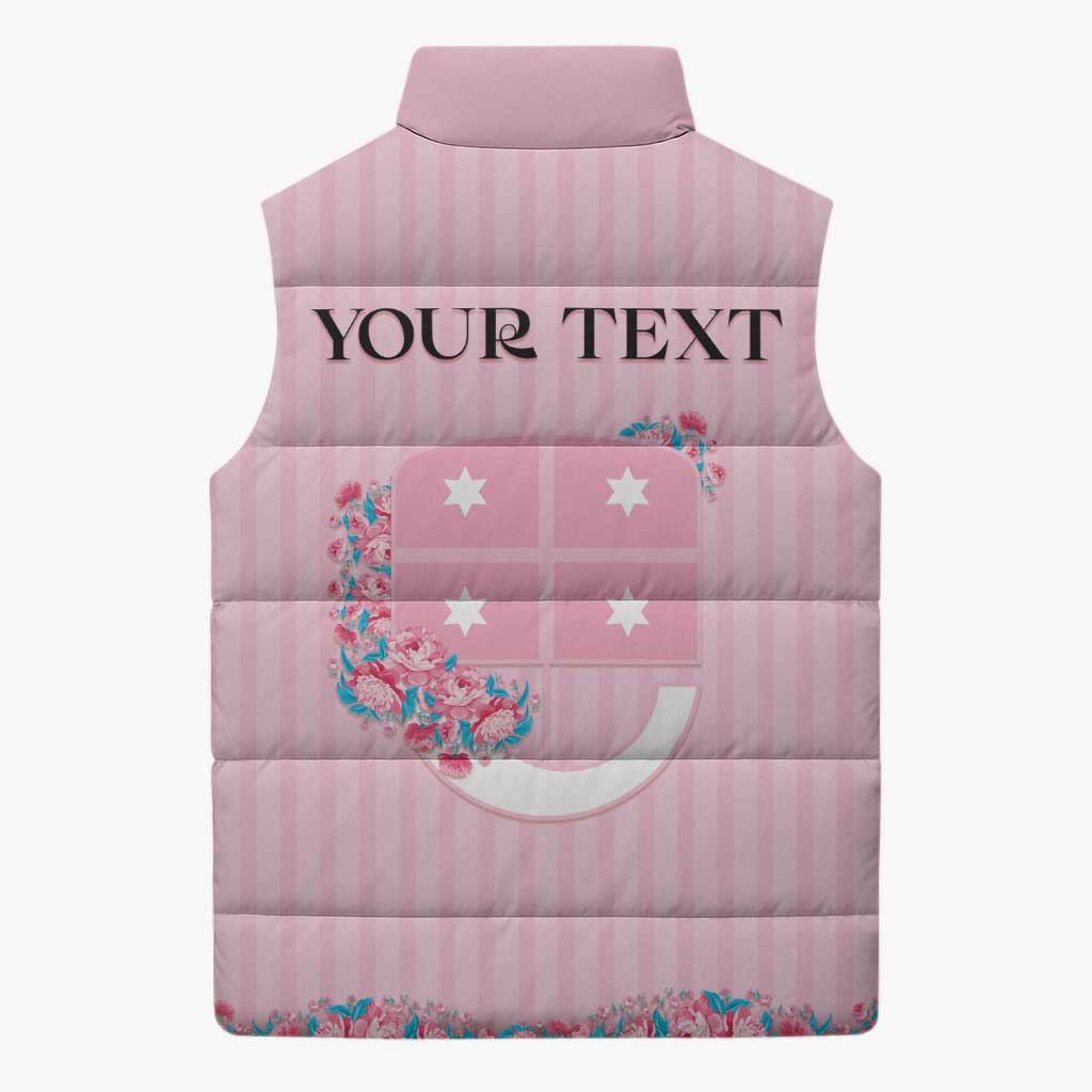 Personalized Italy Liguria Sleeveless Puffer Jacket Carnation Flowers Of The Riviera