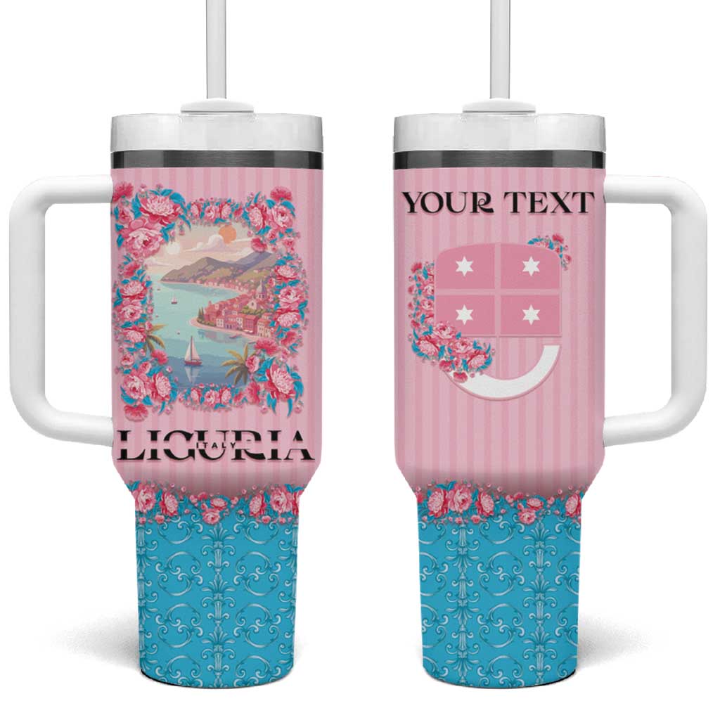 Personalized Italy Liguria Tumbler With Handle Carnation Flowers Of The Riviera