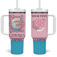 Personalized Italy Liguria Tumbler With Handle Carnation Flowers Of The Riviera