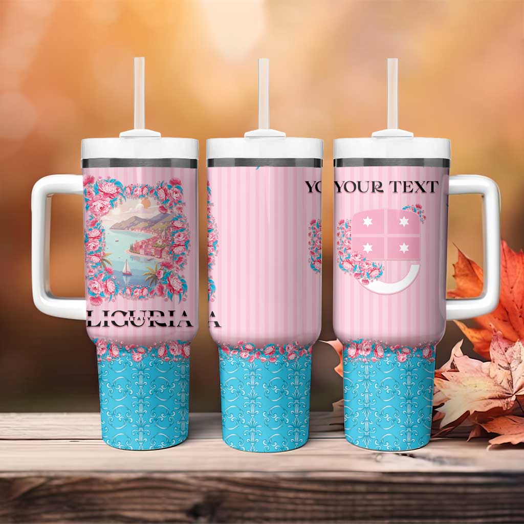 Personalized Italy Liguria Tumbler With Handle Carnation Flowers Of The Riviera
