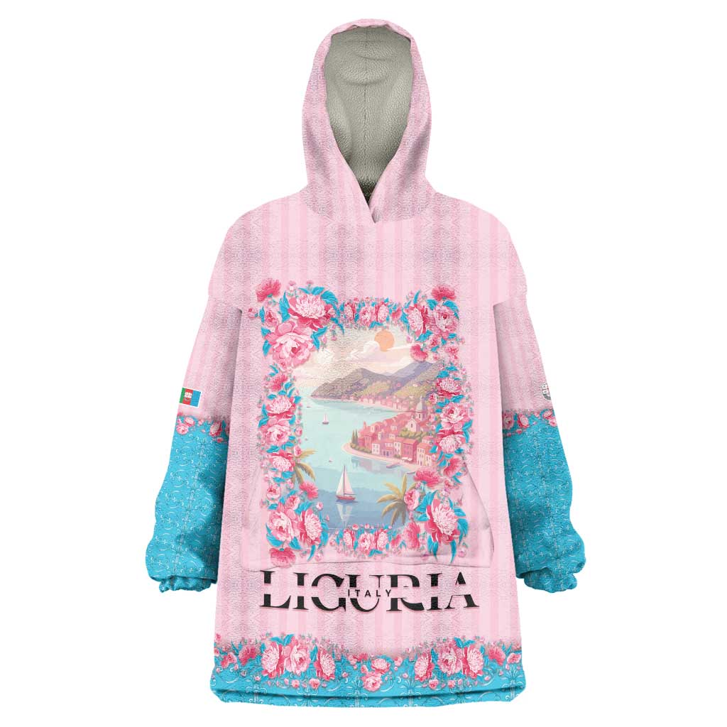 Personalized Italy Liguria Wearable Blanket Hoodie Carnation Flowers Of The Riviera