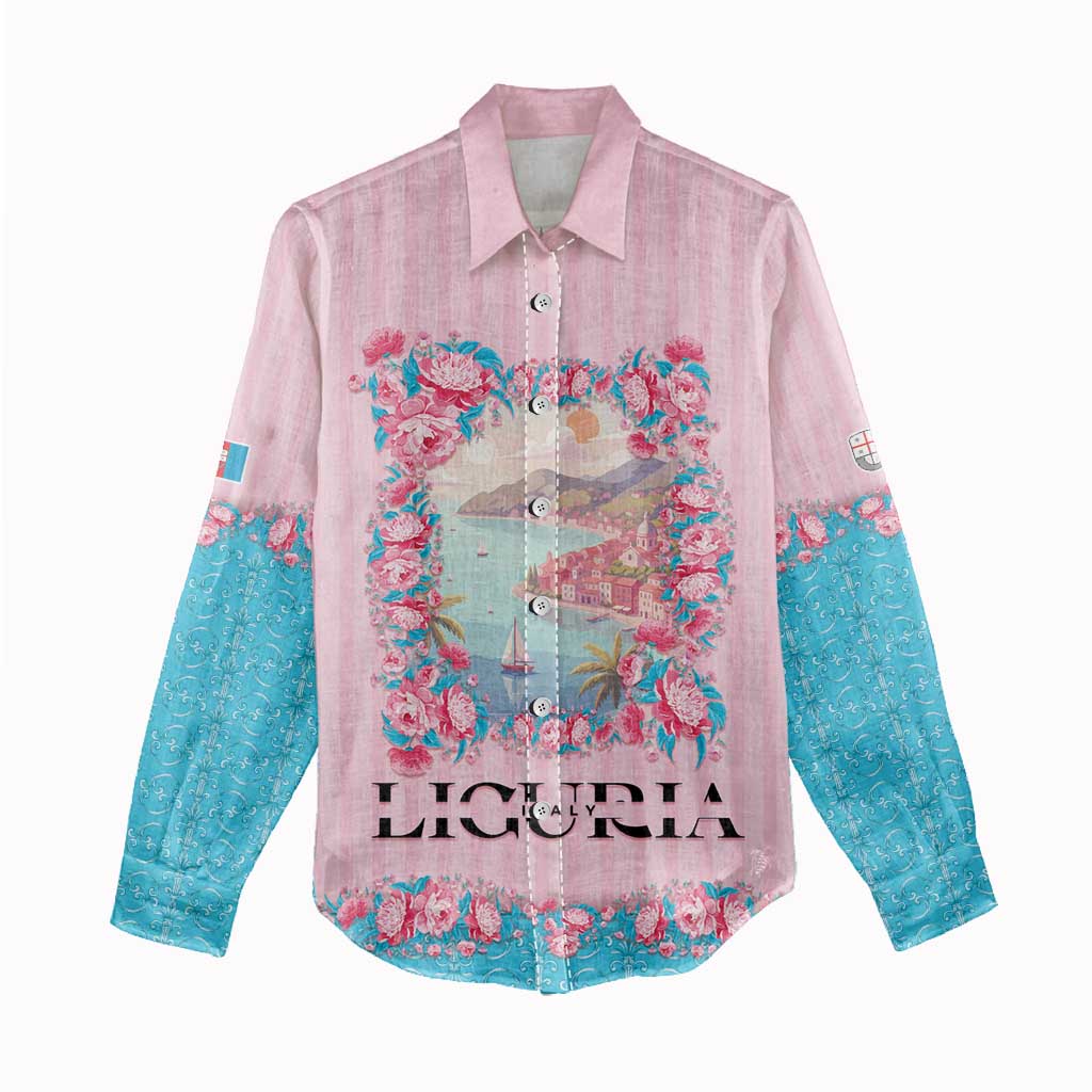 Personalized Italy Liguria Women Casual Shirt Carnation Flowers Of The Riviera