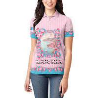 Personalized Italy Liguria Women Polo Shirt Carnation Flowers Of The Riviera
