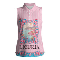 Personalized Italy Liguria Women Sleeveless Polo Shirt Carnation Flowers Of The Riviera