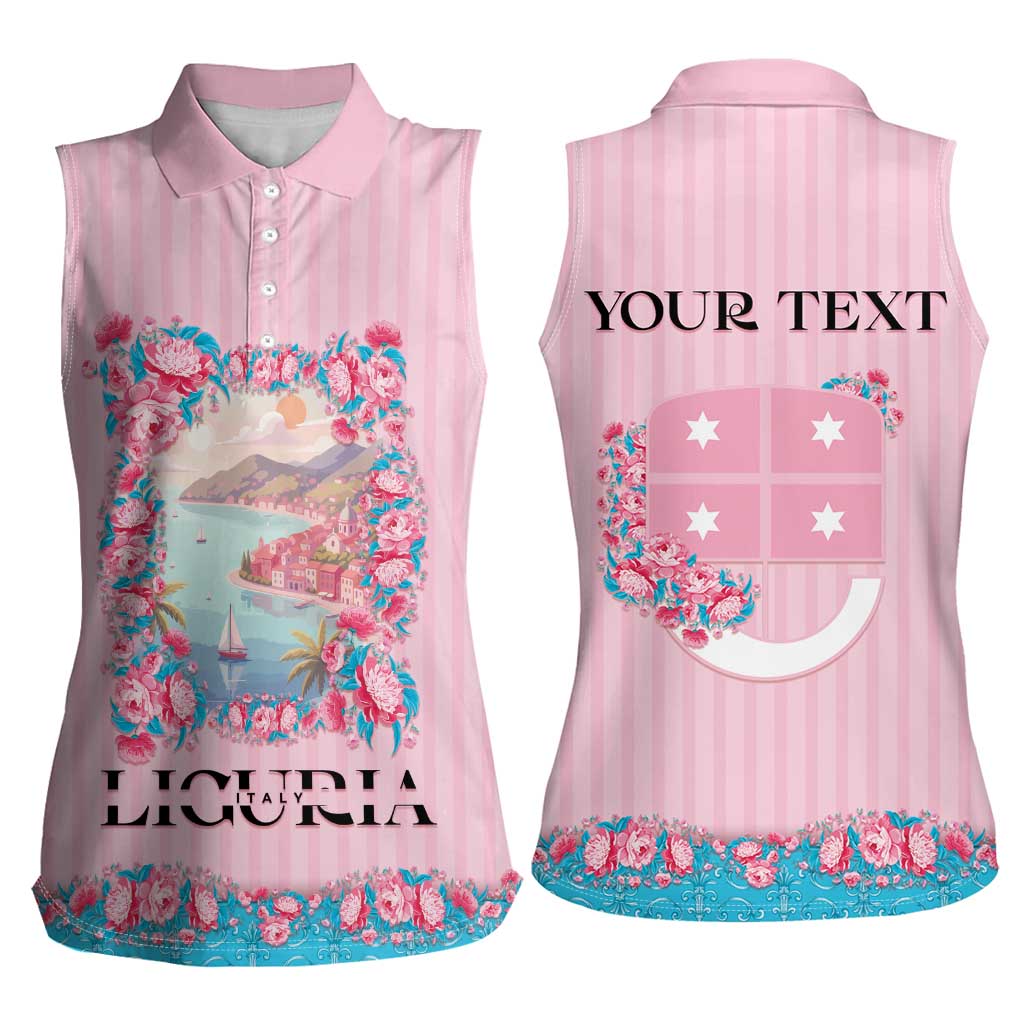 Personalized Italy Liguria Women Sleeveless Polo Shirt Carnation Flowers Of The Riviera