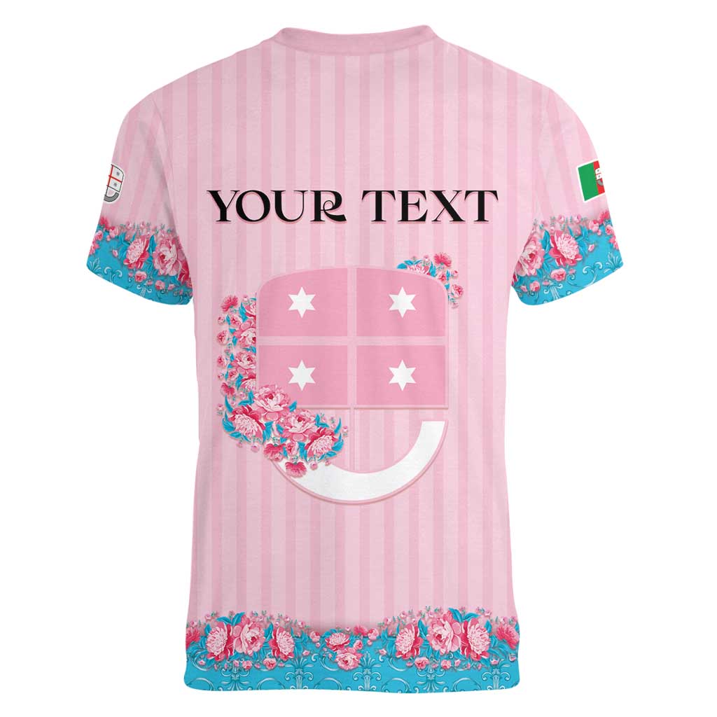 Personalized Italy Liguria Women V-Neck T-Shirt Carnation Flowers Of The Riviera