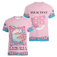 Personalized Italy Liguria Women V-Neck T-Shirt Carnation Flowers Of The Riviera
