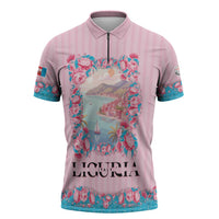 Personalized Italy Liguria Zipper Polo Shirt Carnation Flowers Of The Riviera