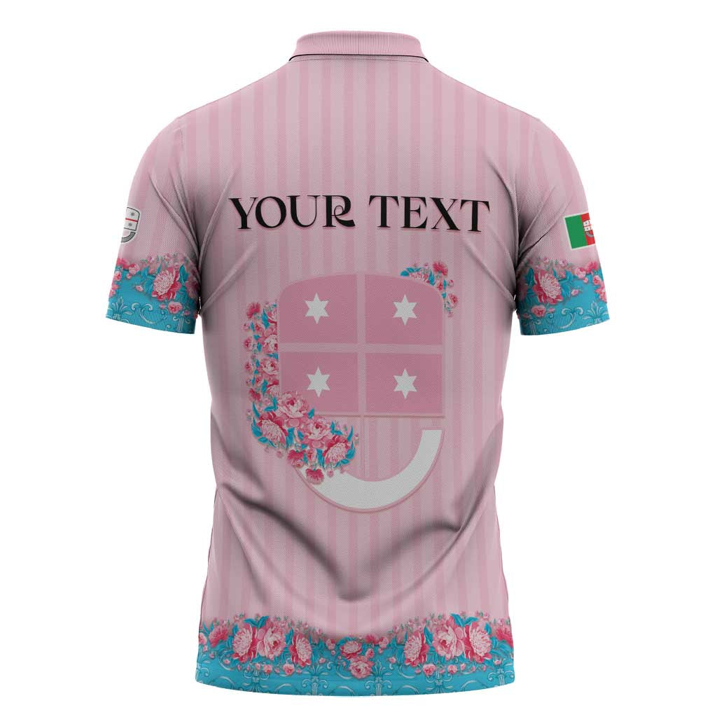 Personalized Italy Liguria Zipper Polo Shirt Carnation Flowers Of The Riviera