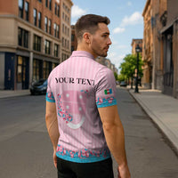Personalized Italy Liguria Zipper Polo Shirt Carnation Flowers Of The Riviera