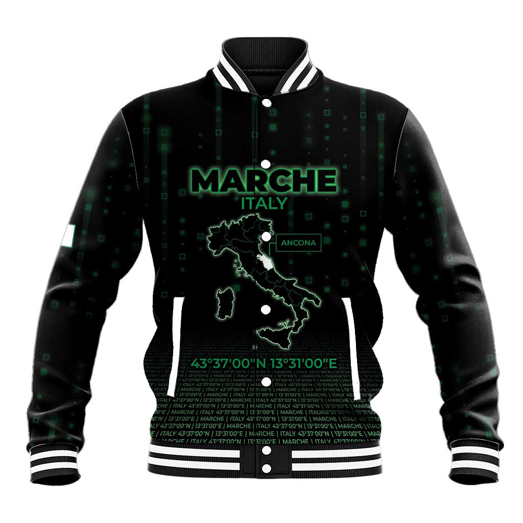 Personalized Italy Marche Baseball Jacket Map And Coordinates Code