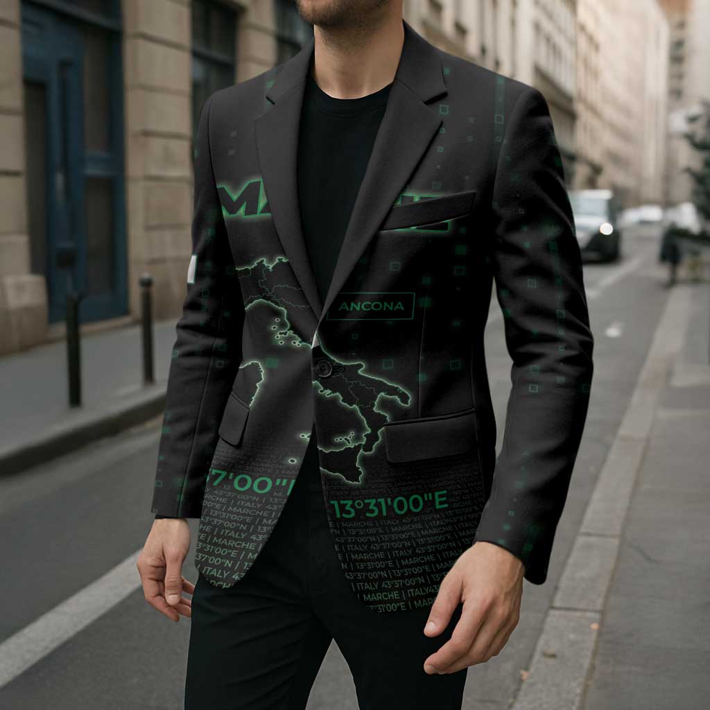 Personalized Italy Marche Blazer Map And Coordinates Code