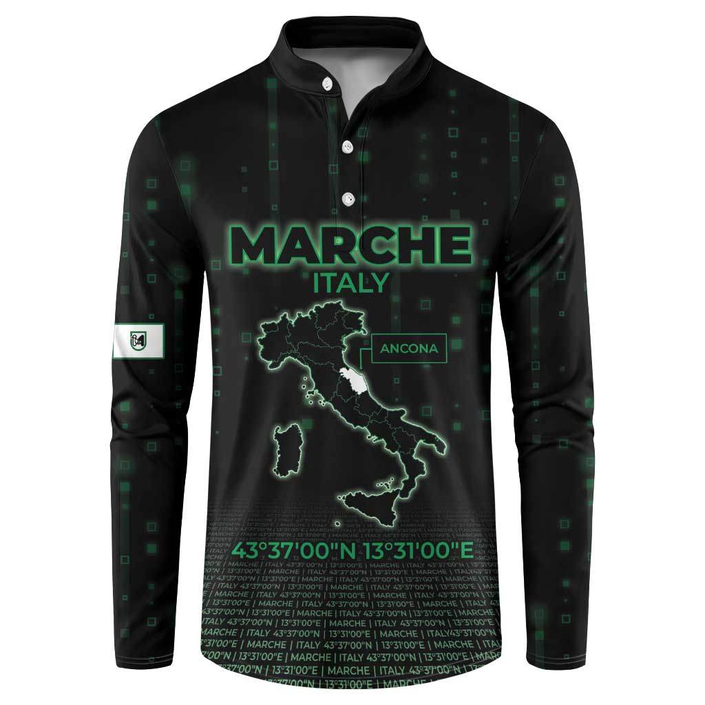 Personalized Italy Marche Button Sweatshirt Map And Coordinates Code