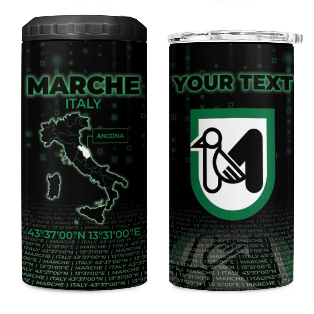 Personalized Italy Marche 4 in 1 Can Cooler Tumbler Map And Coordinates Code