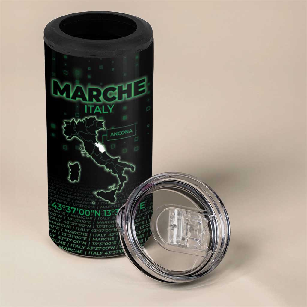 Personalized Italy Marche 4 in 1 Can Cooler Tumbler Map And Coordinates Code