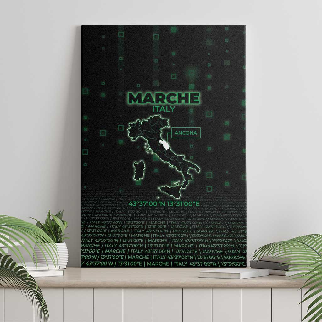Italy Marche Canvas Wall Art Map And Coordinates Code