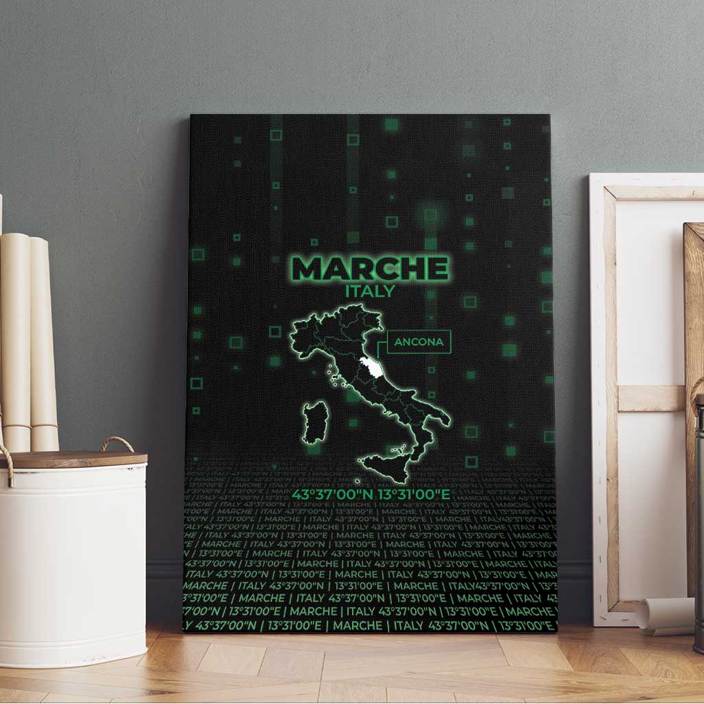 Italy Marche Canvas Wall Art Map And Coordinates Code