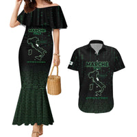 Personalized Italy Marche Couples Matching Mermaid Dress and Hawaiian Shirt Map And Coordinates Code