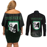 Personalized Italy Marche Couples Matching Off Shoulder Short Dress and Long Sleeve Button Shirt Map And Coordinates Code