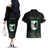 Personalized Italy Marche Couples Matching Off The Shoulder Long Sleeve Dress and Hawaiian Shirt Map And Coordinates Code
