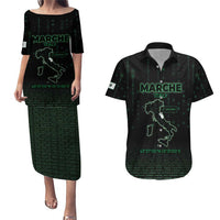Personalized Italy Marche Couples Matching Puletasi and Hawaiian Shirt Map And Coordinates Code