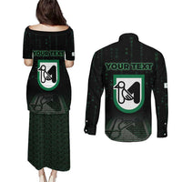 Personalized Italy Marche Couples Matching Puletasi and Long Sleeve Button Shirt Map And Coordinates Code